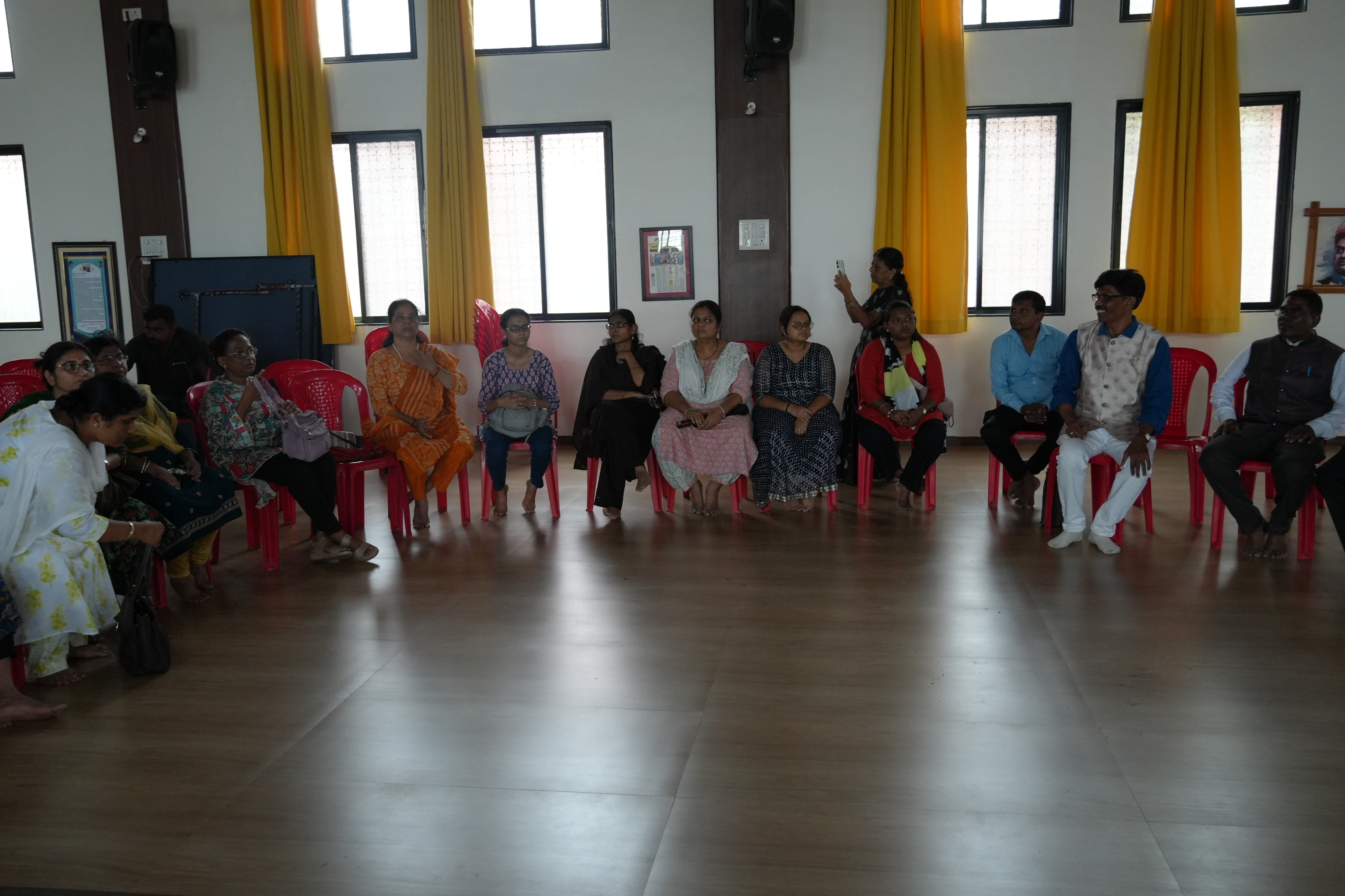 Interactive community dialogue inside pandal hall